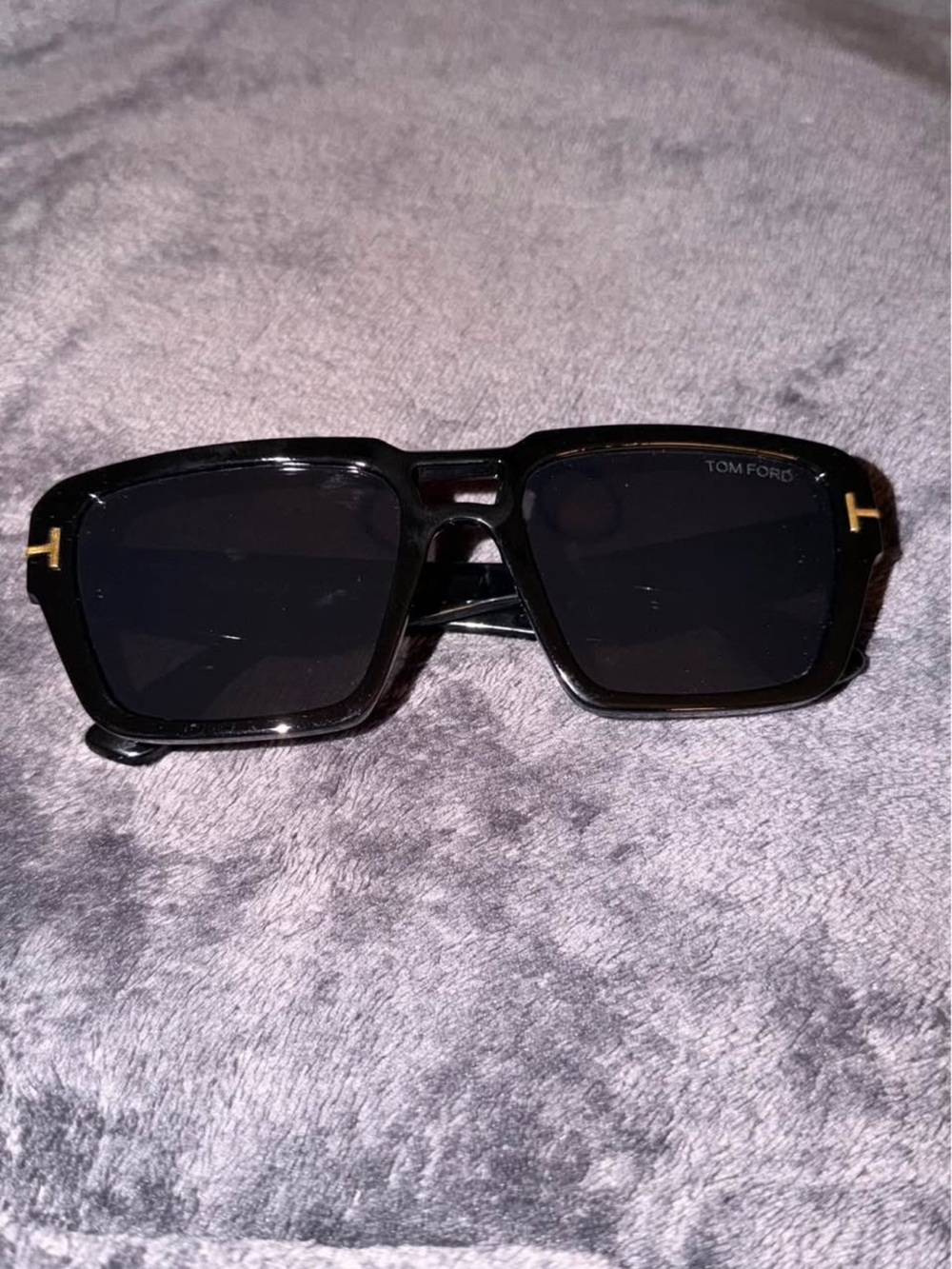 Tom Ford Black Sunglasses with Gold Temple T Accents
